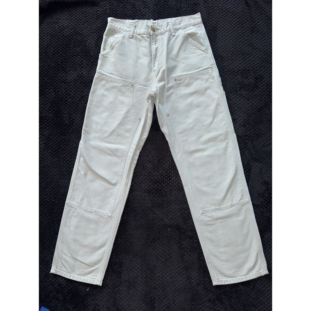 Carhartt Double Knee Pants Mens Gray Duck Canvas Chore Workwear Sz 30